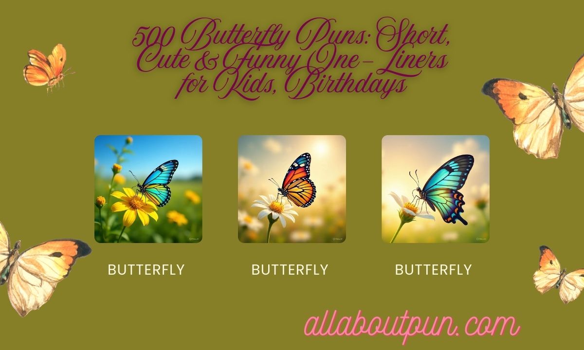 500 Butterfly Puns: Short, Cute & Funny One-Liners for Kids, Birthdays